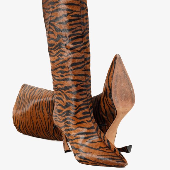 Alexandre Birman Kyra Brown Haircalf Zebra Knee-High Boots - Picture 5 of 12